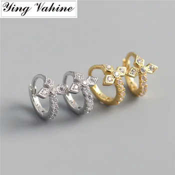 

ying Vahine 100% 925 Sterling Silver Mini Zircons Flowers Stud Earrings for Women