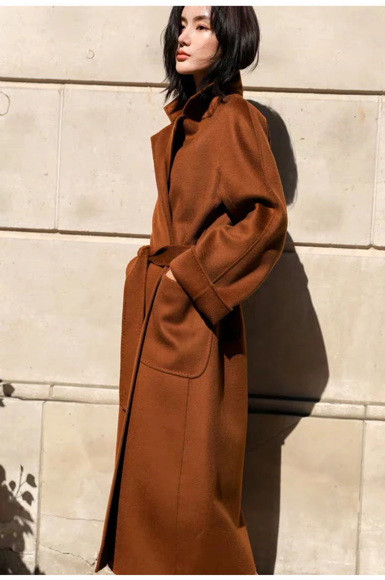 Кашемировое шерстяное пальто женское пальто зима негабаритное длинное пальто для женщин ручной работы двустороннее шерстяное пальто s