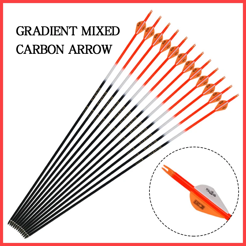 

6/12/24pcs 32inch 7.6mm Carbon Arrow Spine 500/600 Archery for Recurve Bow Compound Bow Hunting And Shooting Arrow Accessories
