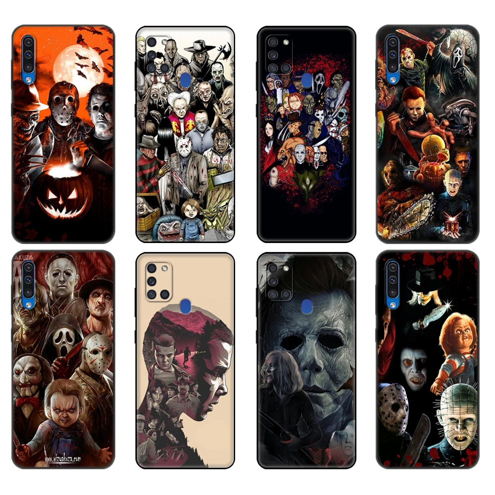 Caso Di Tpu Nero Per Samsung Galaxy A50 50S A30S A10 A01 A11 A21S A31 A41 A51 A71 M21 M30S S10 Lite Copertura Film Horror Icona
