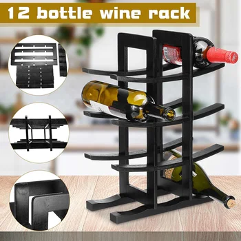 

12 Bottle Red Wine Rack Wooden Holder Mount Bar Display Shelf Decoration Cabinet Home Storage Alcohol Drink Bottle Holders