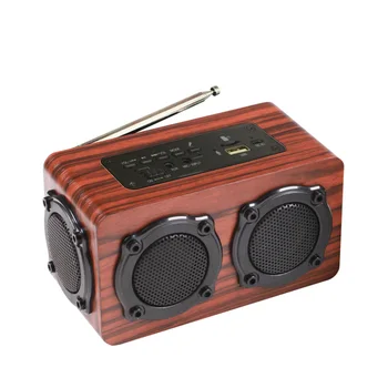 

Retro Wooden Bluetooth Speaker HIFI Wireless Dual Loudspeakers 3D Surround Speaker Support TF Card AUX Handsfree Audio FM Radio