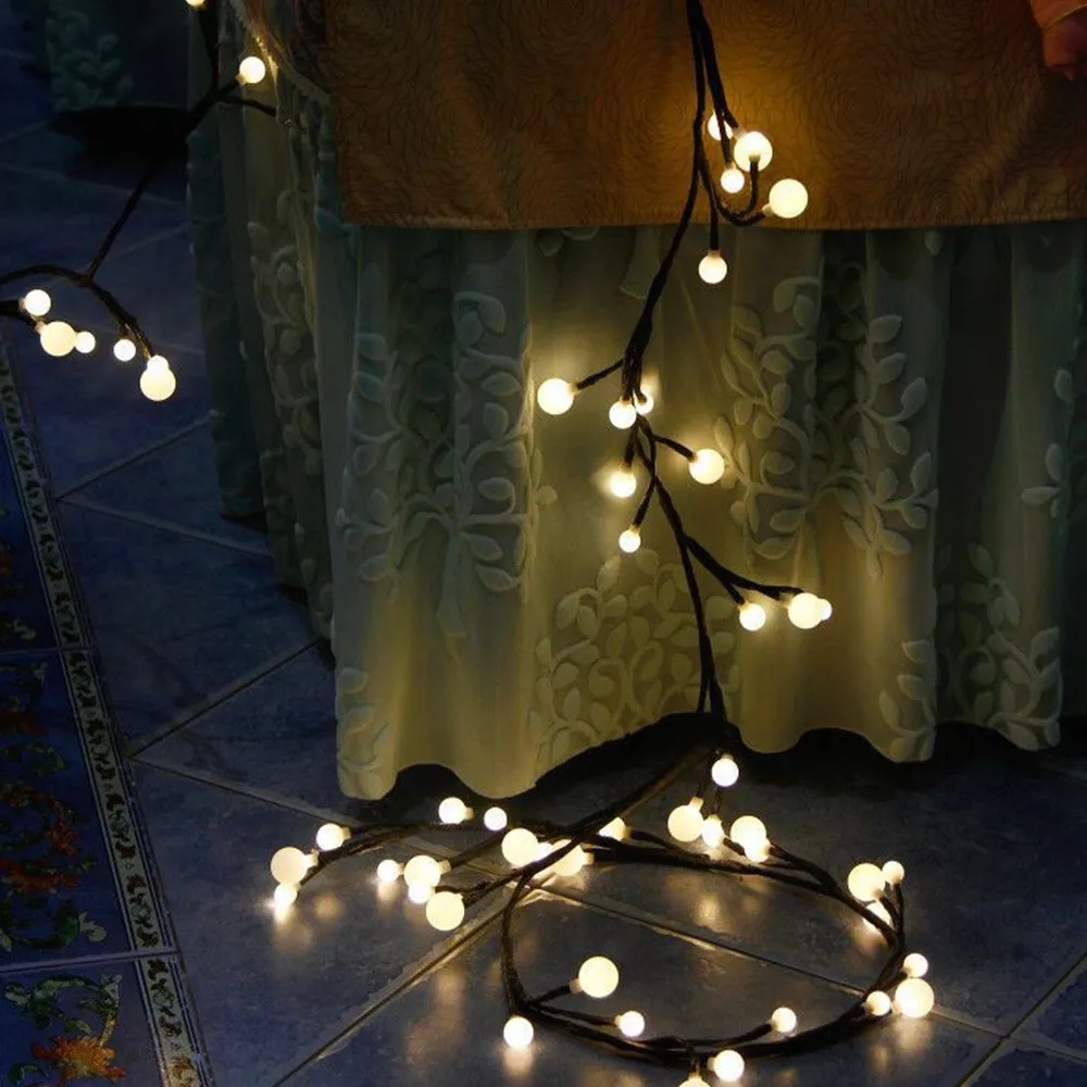 Струнный светильник 72 светодиодный водонепроницаемый филиал светодиодный Сказочный праздничный светильник ing 24 В энергосберегающий светильник, гирлянда для Рождественское украшение для дома