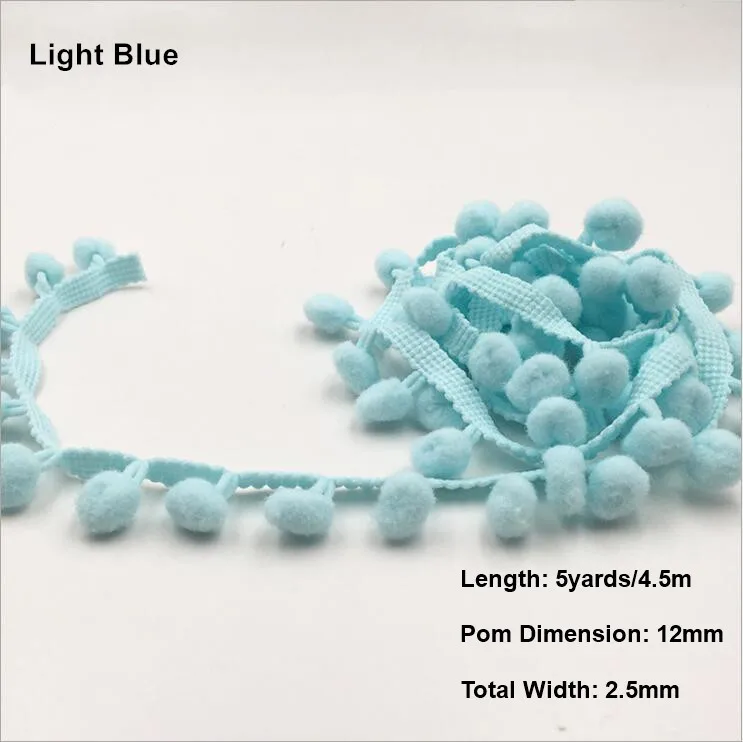 Lav15 Light Blue 5 Ярд пятнистая лента красочное кружево с помпонами отделка шар бахрома кружево лента Вязание для ткани или сумки DIY Швейные аксессуары - Цвет: Lav15 Light Blue