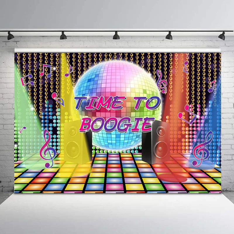 Фотофон Time to Boogie светящийся неоновый фон для фотосъемки на день рождения золотая цепочка спикер 80 90