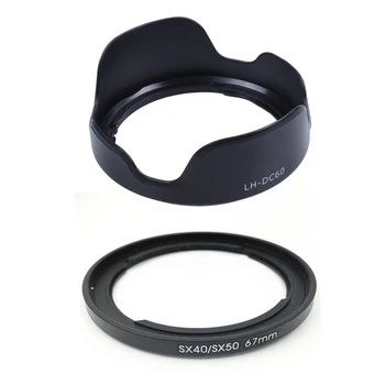 

1Pcs Lh-Dc60 Camera Lens Hood & 1Pcs 67Mm Filter Adapter for Canon Powershot Sx30 Sx40 Sx50 Sx520 Hs Replace