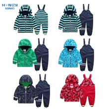 

HONEYKING Children's Raincoat Suit Baby Waterproof Overalls Toddler Pants Girl Jumpsuit Rainwear Boy's Jacket And Trousers Set