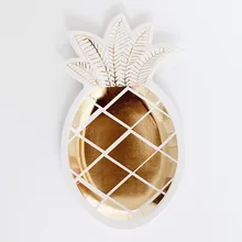 Блестящие Золотые Фольга ананас тарелки для вечеринки Бронзовый ананас поддон для бумаги блюдо в стиле вестерн Ресторан