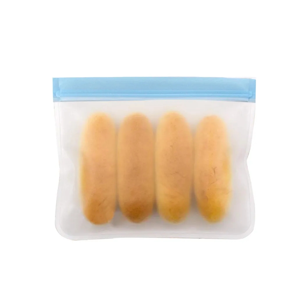 5PCS Reusable Storage Bags Food Grade PEVA Ziplock Bags Leakproof and Fresh Food Storage Organizer Bag M50