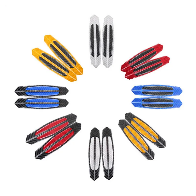 

10packs Car Reflective Strip Door Warning Reflector Carbon Fiber Universal Luminous Stickers Night Protector