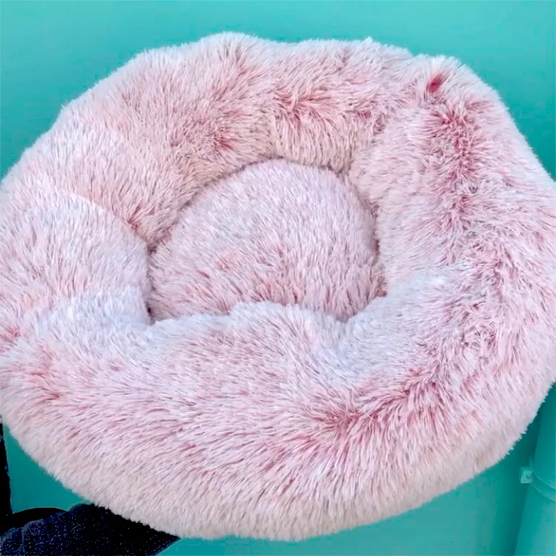 Dounts Dog Bed Basket Calming Bed Hondenmand Pet Kennel Cats House Shag Vegan Fur Donut Cuddler Cat Bed for Small Large Dogs