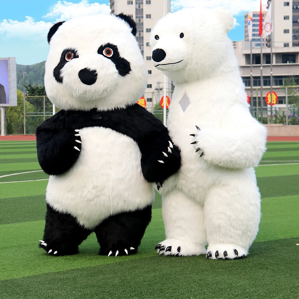 1x Panda Bear Mascot Costumes Long Fur Cosplay Birthday Dress Adults Dress Newly