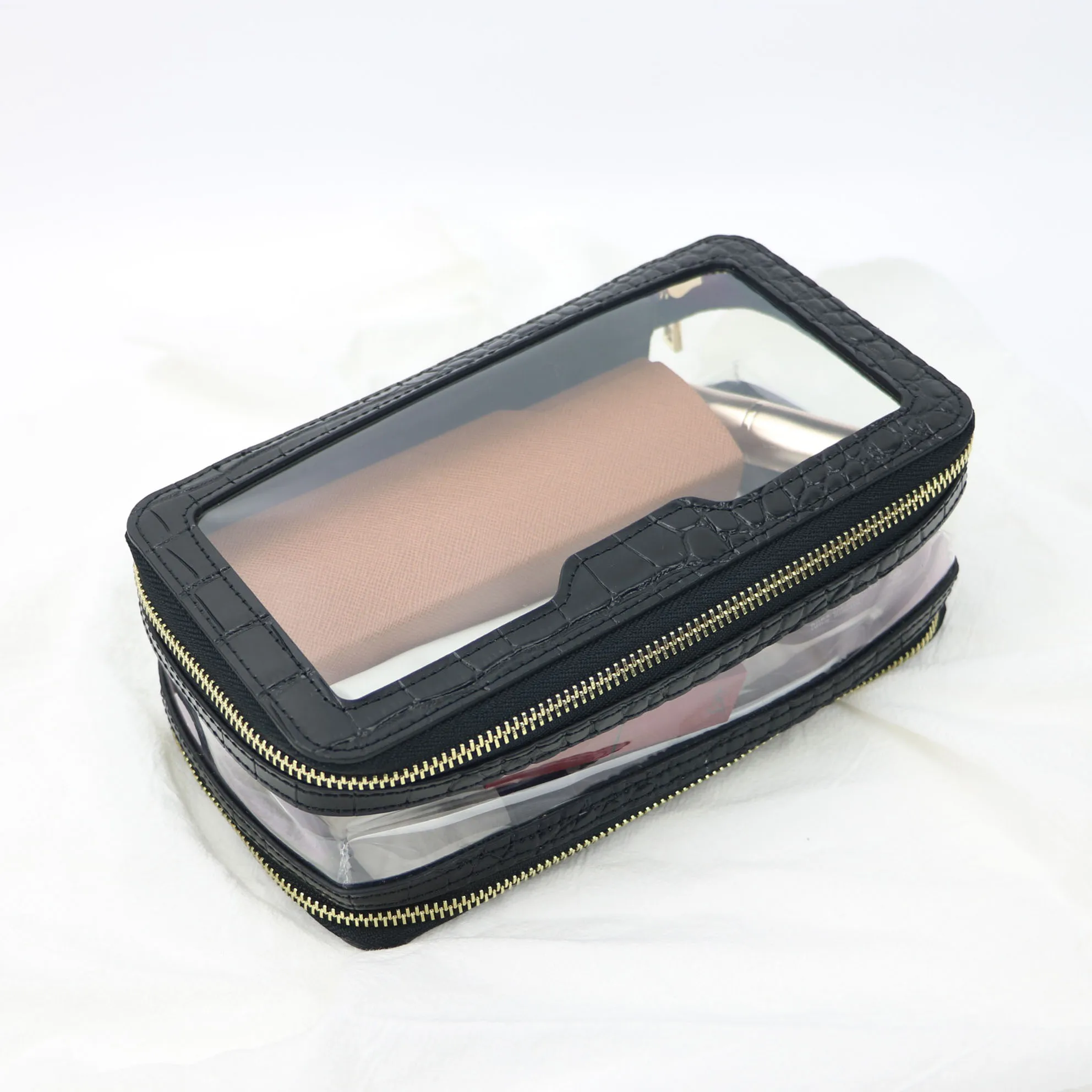 Pvc Material Bagwaterproof Cow Leather Toiletry Bag - Clear Pvc Makeup  Storage Organizer