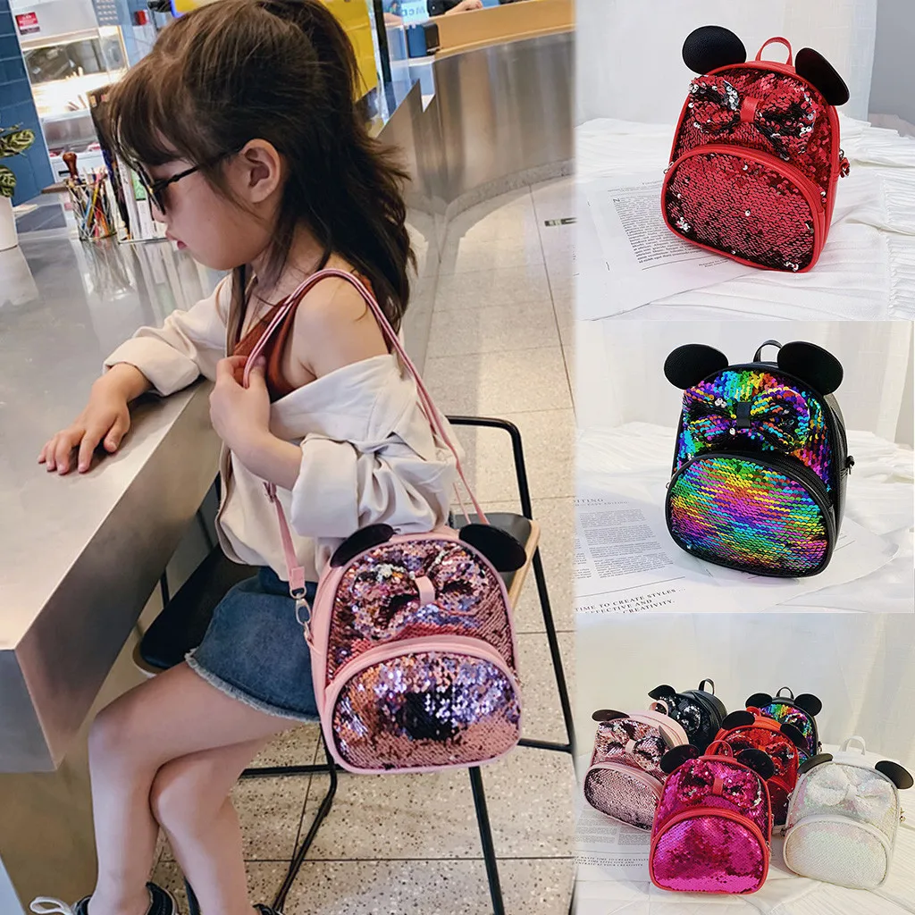 Студенческие девушки мультфильм блесток лук сумка через плечо Школьный рюкзак, рюкзак для путешествий