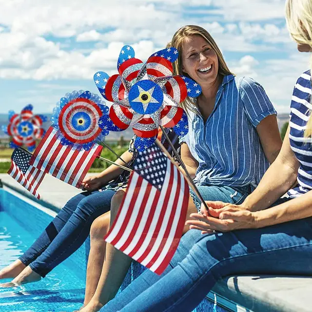 Madárréspleller Pinwheel Usa Zászló Reflektív Pinkerék Forgó Madár Ijesztő Szélmalom Kert Kültéri Dekorációs Kiegészítők - Image 4