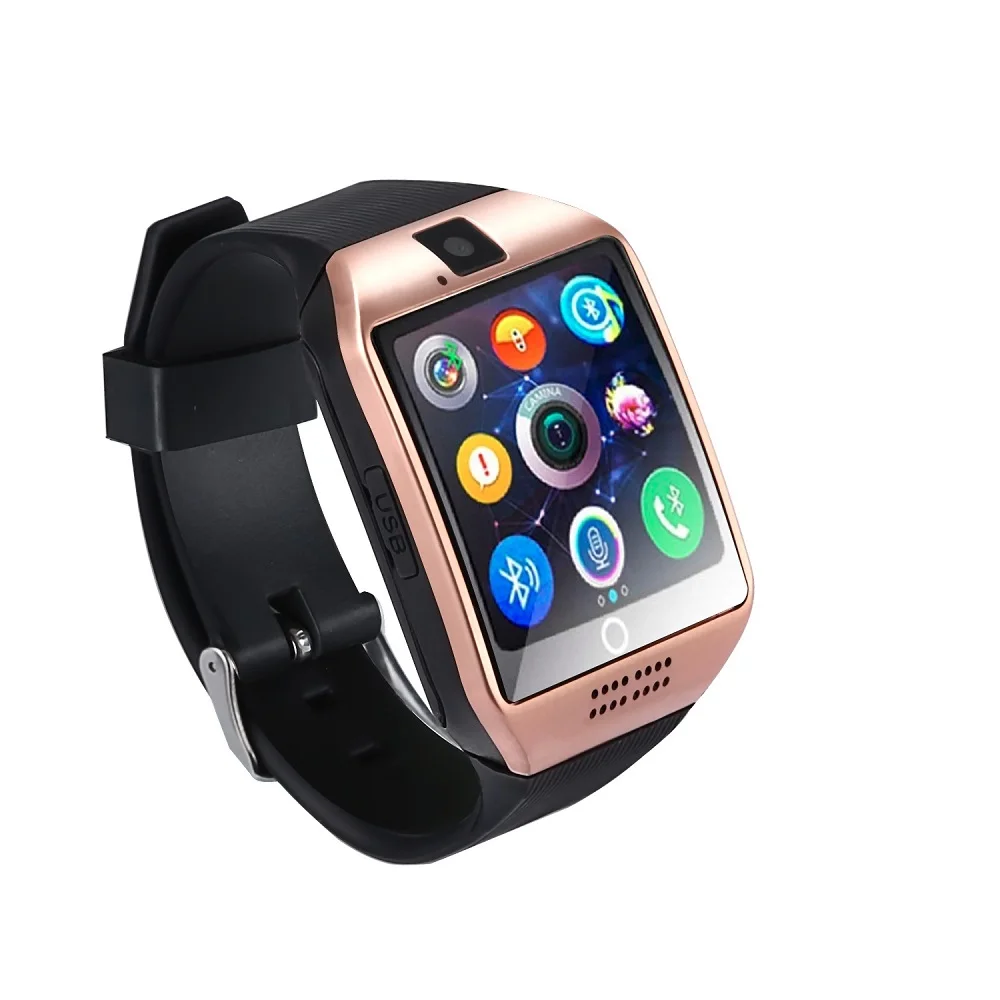 Stepfly Bluetooth Смарт часы Q18 с камерой Facebook Whatsapp Twitter Синхронизация SMS Smartwatch поддержка sim-карты TF для IOS Android - Цвет: gold