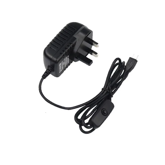 UKPlug Raspberry Pi 3 5V 3A зарядное устройство адаптер переменного тока Micro USB кабель с выключателем питания Banana Pi Pro Модель B+ Plus - Цвет: UKPlug