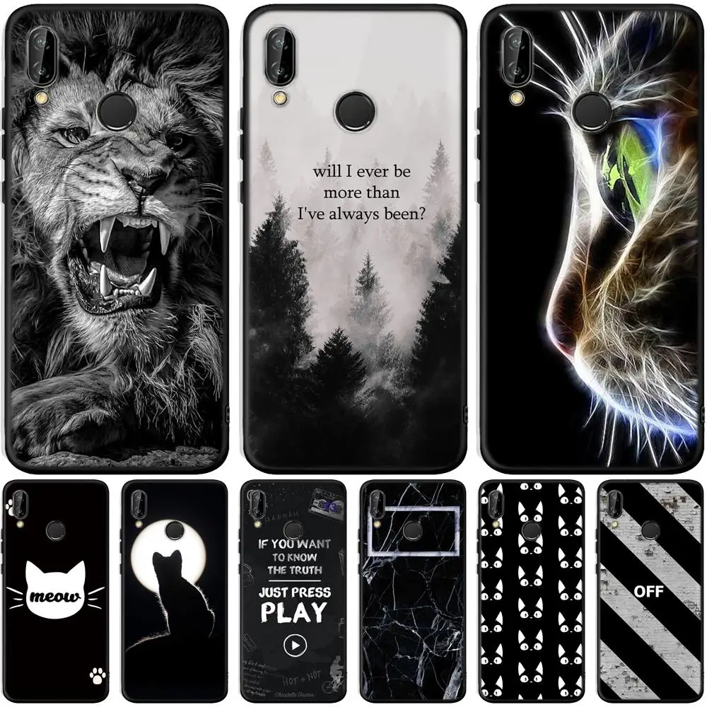 Чехол с милым котом для Huawei P30 P20 P9 P8 Lite 2017 Mate 10 20 Pro Y5 Y6 Y7 Y9 Prime P Smart Plus 2019 мягкий