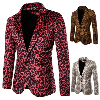 

Men's suit leopard brand performance dress suit nightclub fashion new Europe and America master of ceremonies studio coat suit