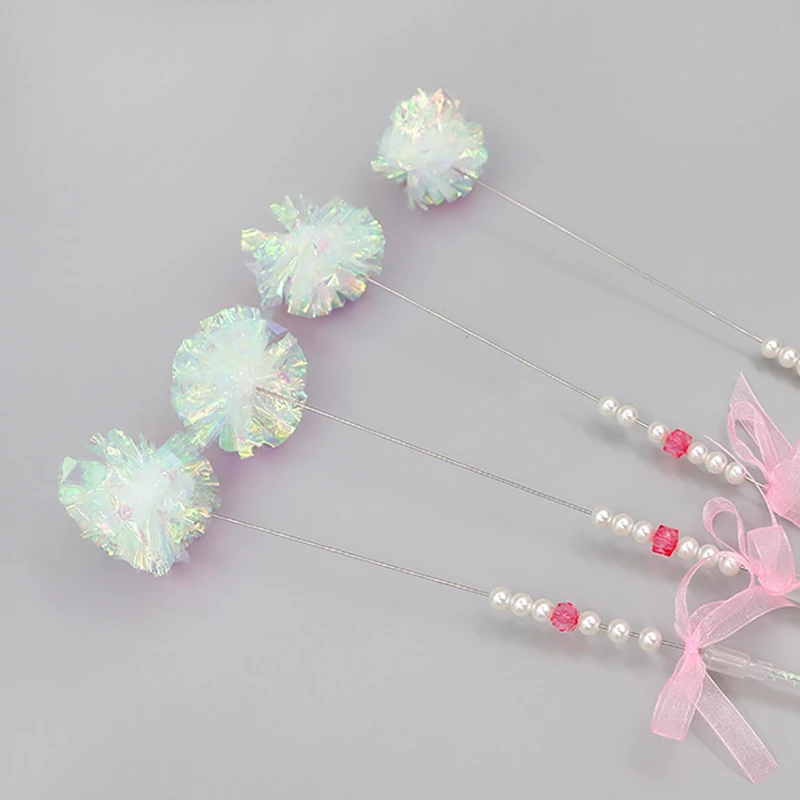 

Cat Wand Toy Colorful Funny Creative Cat Stick With Pearl Bow Papaer Sound Fairy Stick Cat Teaser Wand Toy For Cat Toys Supplies