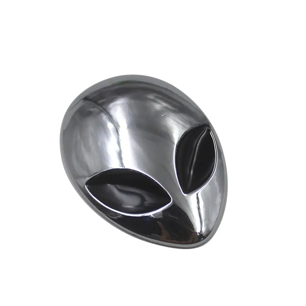 Chrome Auto 3D Emblem Badge Sticker, Alien Head Car Decal Universal for Cars Trucks Motorcycles