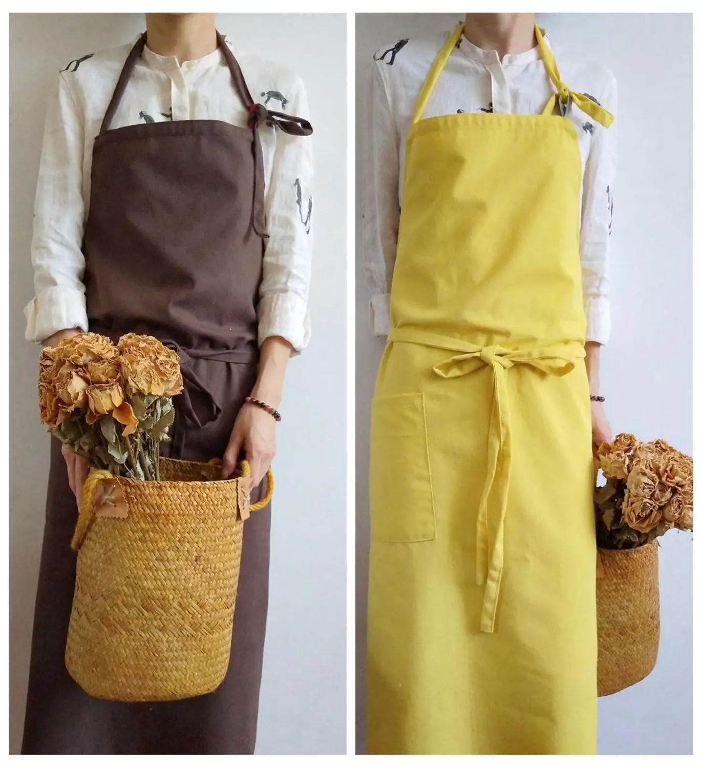 

Cotton Linen Aprons For Woman Korea Unisex Studio Apron Commercial Restaurant Home Bib Delantal Cocina Kitchen Cleaning Aprons