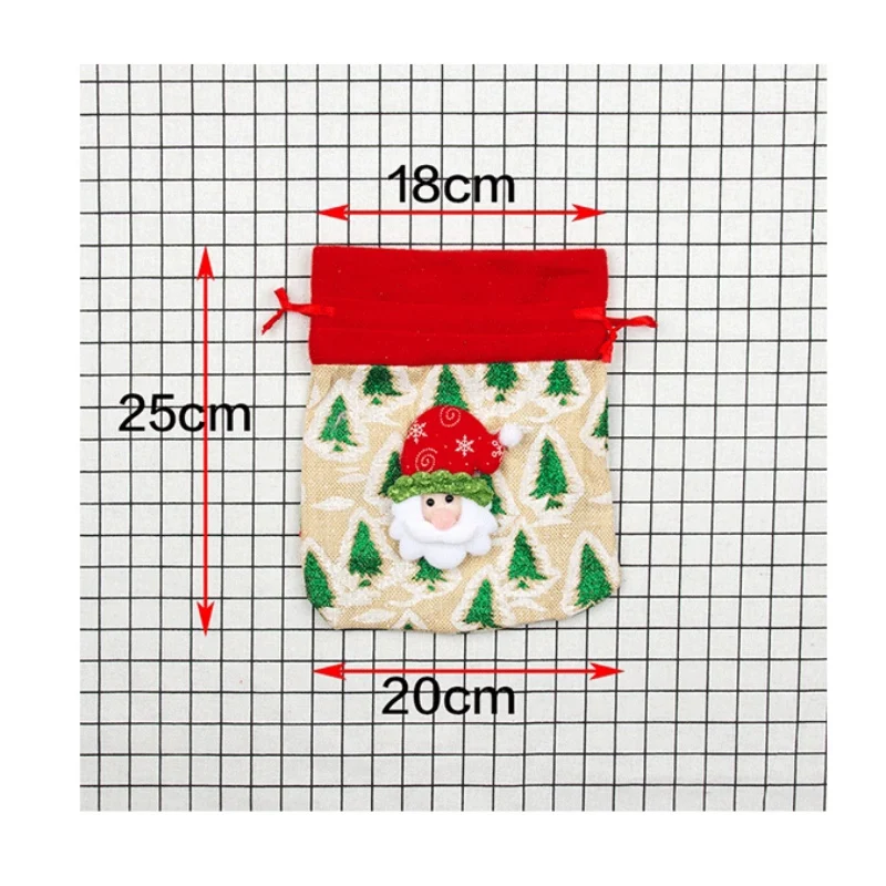 Рождественская Конфета подарочная упаковка обработайте льняные чулки мешки рождественские сумки шнурок дерево подвески, подвесные украшения Presentes De Natal