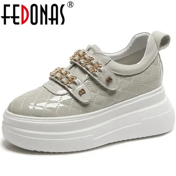 

FEDONAS 2020 Summer Autumn Metal Decoration Women's Flats Newest Genuine Leather Shoes For Women Wedding Office Lady Shoes Woma
