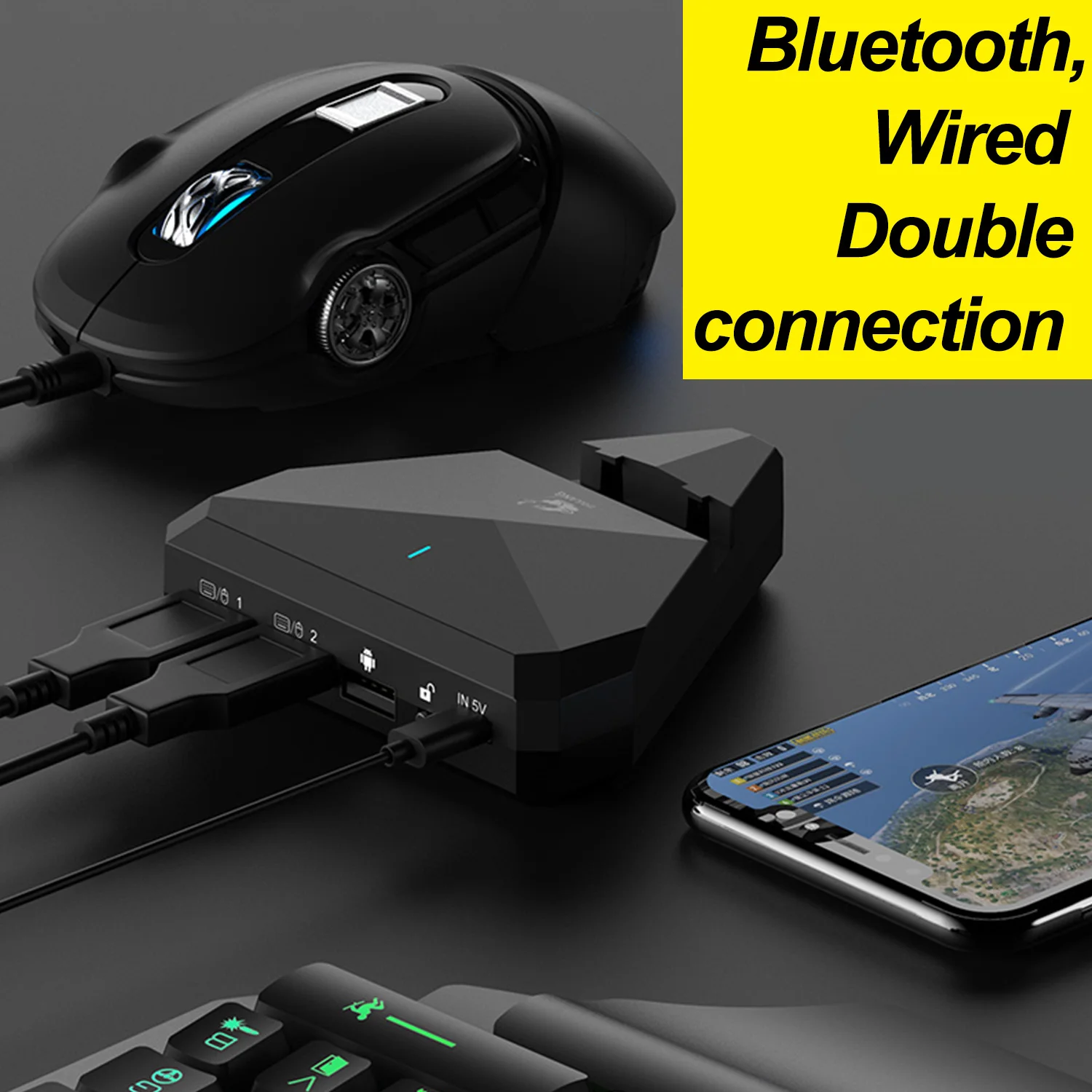 Wireless Bluetooth Gaming Keyboard Mouse Converter Adapter For Android