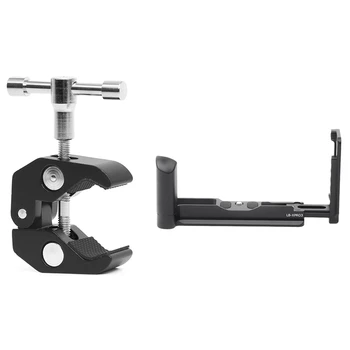 

1 Pcs Super Clamp with 1/4 Inch-20 and 3/8 Inch-16 Thread for Cameras & 1 Pcs Aluminum Vertical L Bracket Tripod
