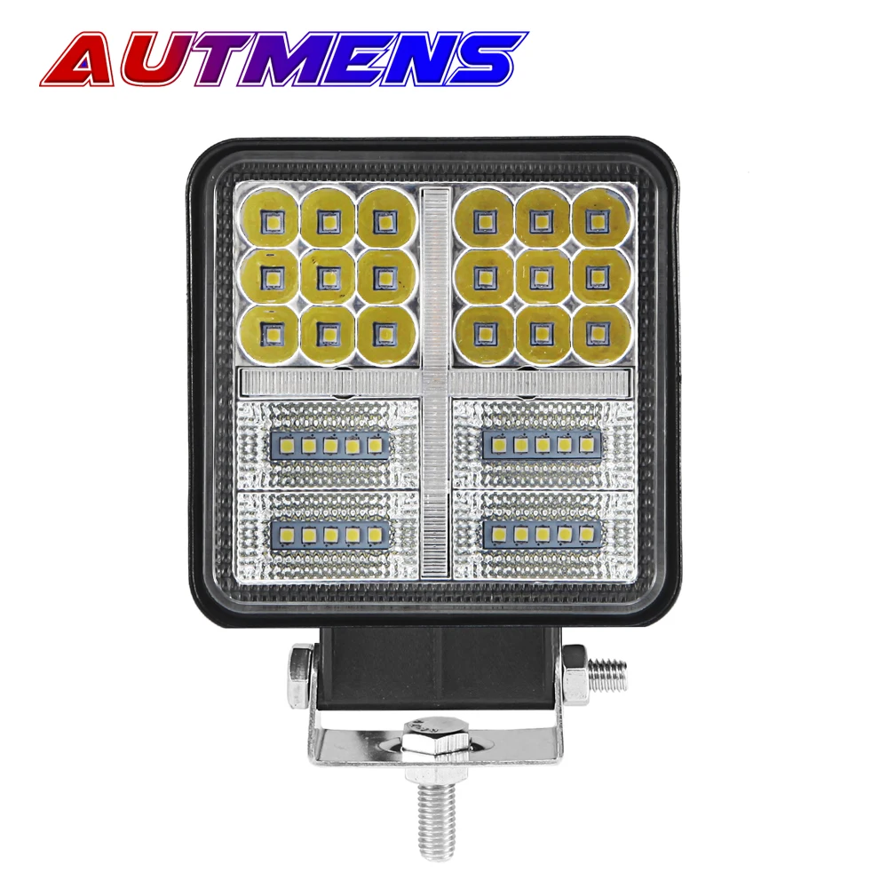 

2PCS 4INCH 40W Square LED WORK LIGHT BAR Spot Flood Combo Beam 3000k DRL Amber with angel eyes off road driving fog lamp n