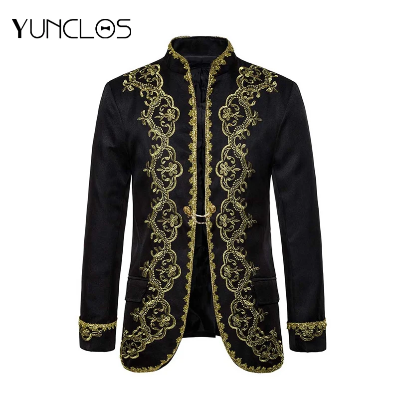 

Men's Euro Size Embroidered Performance Vest & Blazer Stylish Uniqune Design Singer Stage Blazer Male Vest Slim Casual Coat