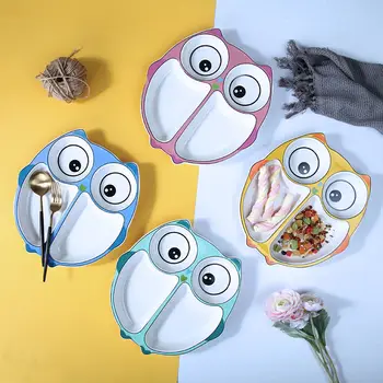 

New 4 Colors Ceramic Children's Dinner Plates Cute Owl Shaped Porcelain Tableware Buffet Plates Bone China Healthy Kitchen Tools
