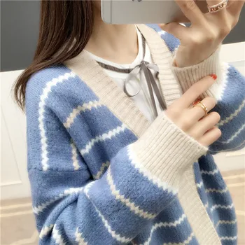 

9146 new striped cardigan coat 58-2f, 14 rows bottom