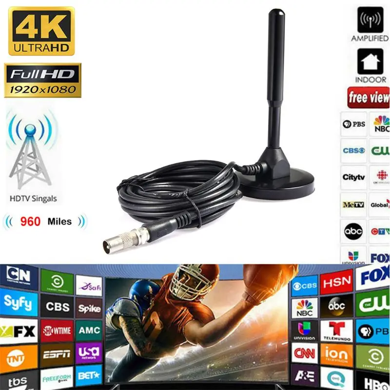 1 комплект мини DVB-T/T2 1080P Внутренняя цифровая ТВ антенна Приемник сигнала Усилитель антенна ТВ телевизионные антенны HD Антенна черный