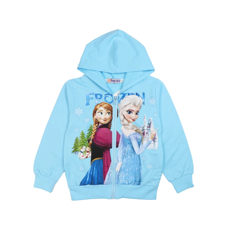 Куртка принцессы из мультфильма «Холодное сердце»; Новинка; свитер с капюшоном на молнии; хлопковая куртка для девочек