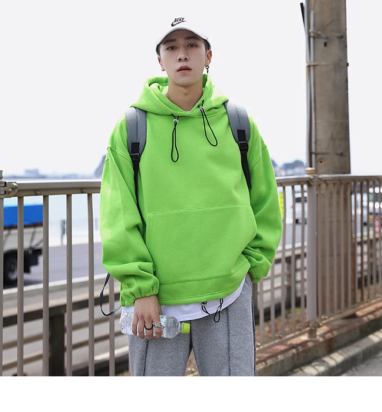 Autumn Neon Color Men Hooded Sweatshirt 