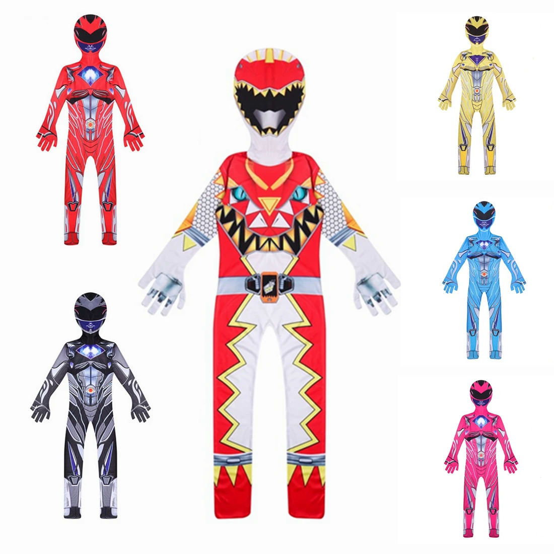 Halloween Costumes for Kids Power Mecha Five Beast Super Action Figures Rangers Battle Neuro Mystic Force Cosplay Jumpsuits | Детская