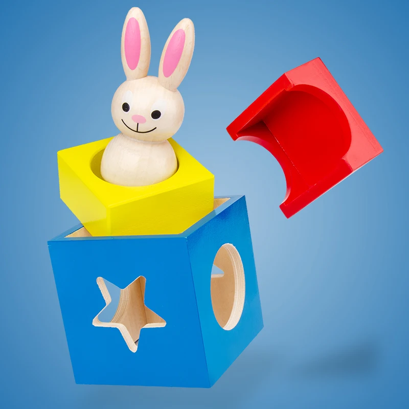 

Children's wooden toy bunny magic box 3d puzzle 30 game card 60 kinds of challenging children's educational toys gift
