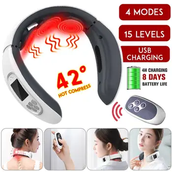 

4D Smart Electric Neck and Back Pulse Massager Wireless Heat Cervical Vertebra Relax Pain Relief Kneading Massage Machine