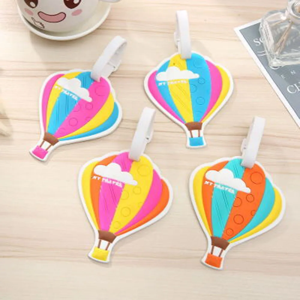 

Creative Cartoon Hot Air Balloon Glue Baggage Tag Silicone Tag Custom PVC Soft Rubber Suitcase Name ID Address Tags
