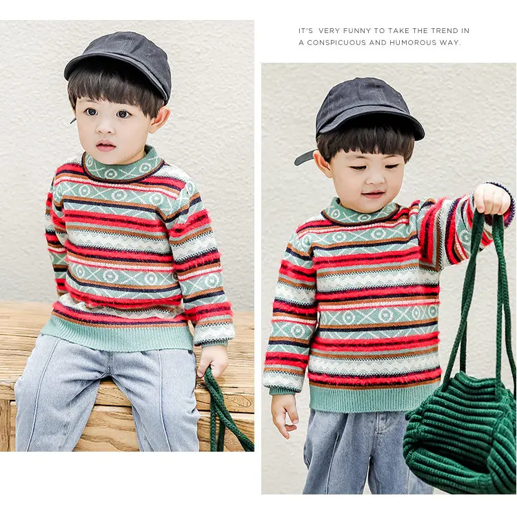 Свитер для маленьких мальчиков, пуловер, кашемировые свитера для новорожденных, свитер в стиле ретро для маленьких мальчиков, вязаные топы, высокое качество, детский трикотаж