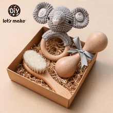 

Let's Make 1 Set Crochet Animals Wool Brush Toys Musical Sand Hammer Children's Gifts Baby Birth Gift Newborn Photography Props