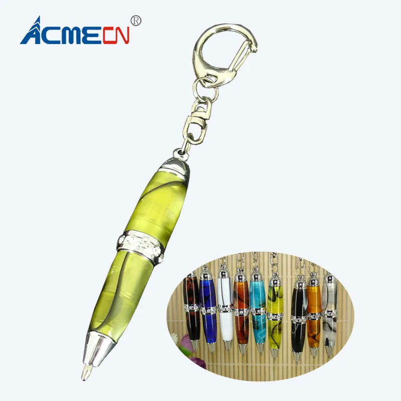 2pcs Mini Keyring Ballpoint Pen 65mm Length colors Acrylic Ball - Main Image