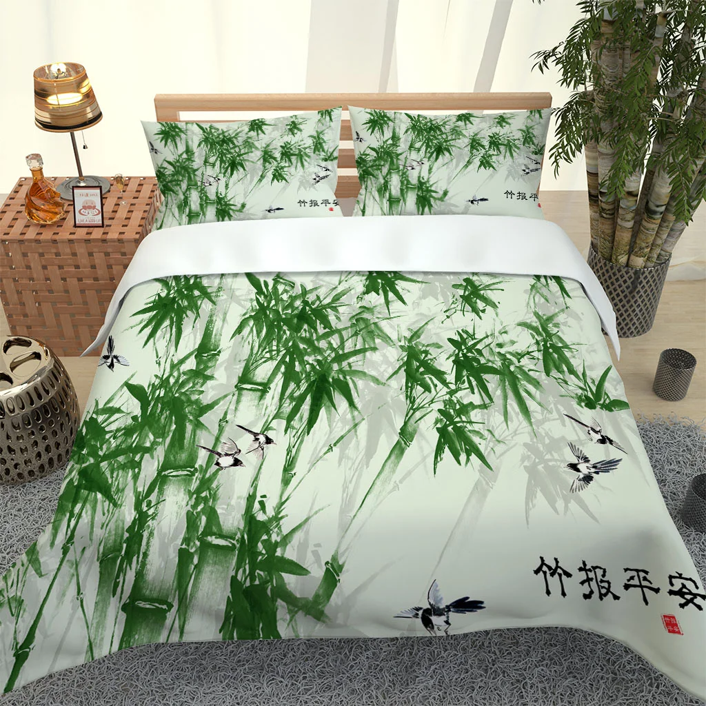 

2020 Hot Style Bedding Set 3d Digital Bamboo Pattern 2/3pcs Duvet Cover Set Single Twin Double Full Queen King Bedding