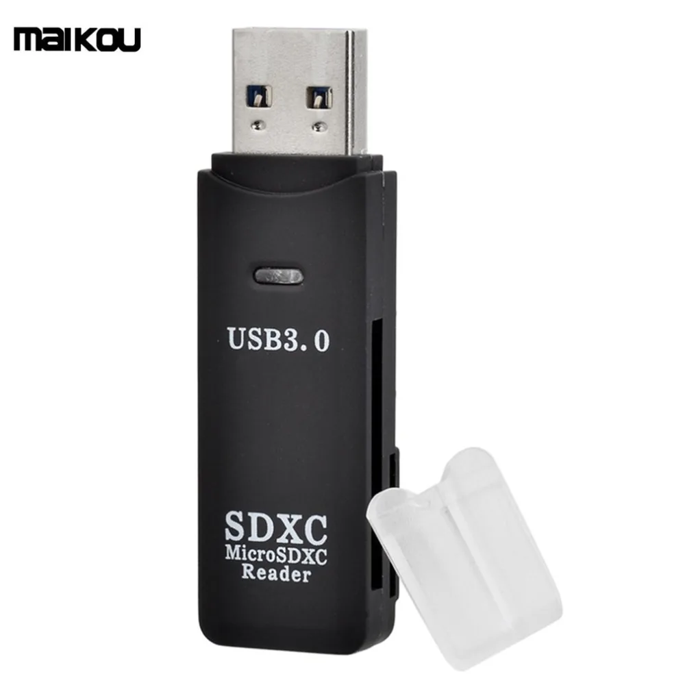 Maikou USB 3,0 считыватель карт памяти с 2 слотами 5 Гбит/с Супер Скоростной кардридер с крышкой для SDXC SD TF Micro SD карты