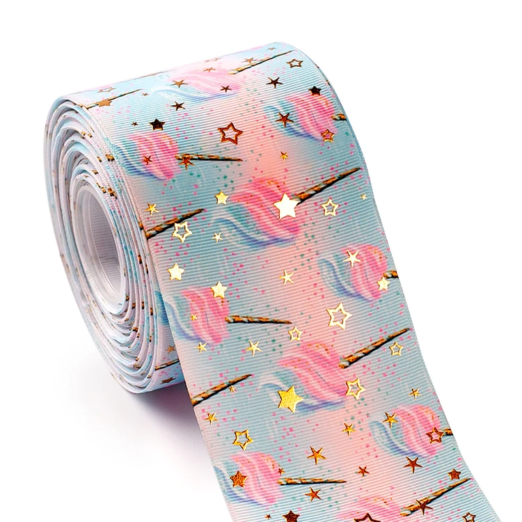 Winsome 75 мм 3 дюйма 50 ярдов Золотая Звезда фольга pttern мультфильм гриль grosgrain
