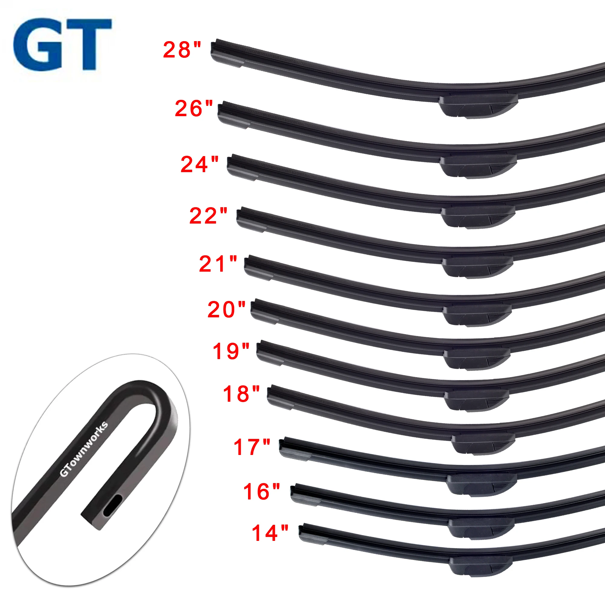 

Car Windshield Wiper Blades For Universal U-type Hook Arm Rubber wipers 14'' 16'' 17'' 18'' 19'' 20'' 21'' 22'' 24'' 26'' 28''