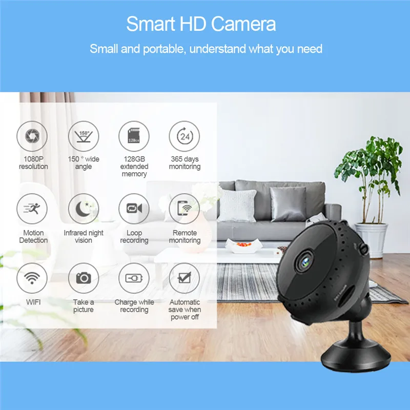 1080P магнит Камеры Скрытого видеонаблюдения Беспроводной Wi Fi камера HD с мобильным