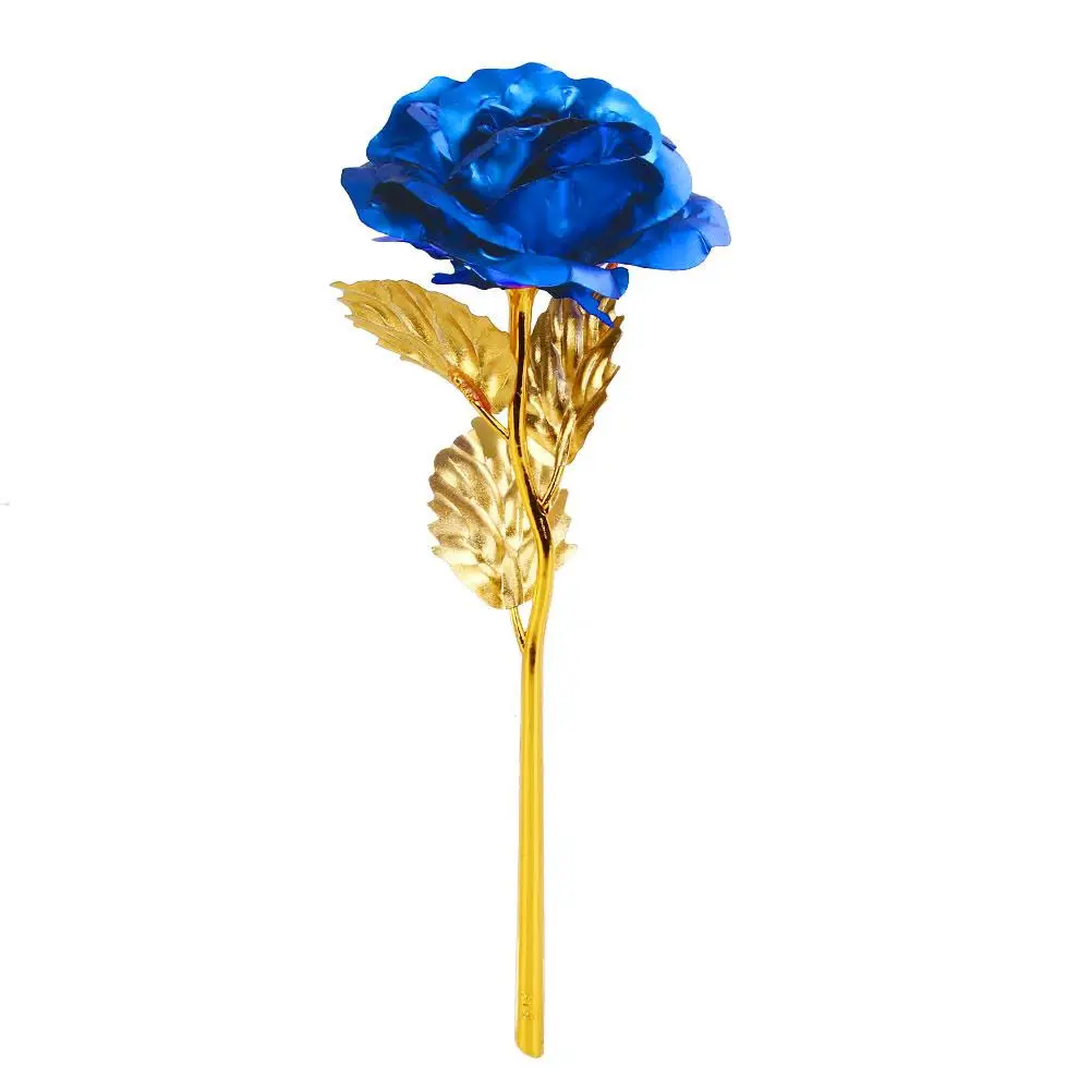 Gold Foil Plated Rose Flowers Goldplated Artificial Flower Golden Violet 24K Without Box Romantic